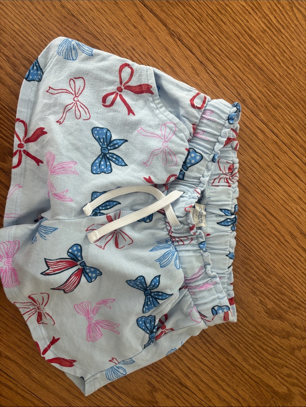 Crewcuts Light Blue Bow-Print Drawstring Shorts